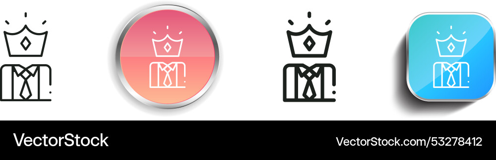 Crown icon thin linear regular and button style Crown icon thin linear regular and button style vector image