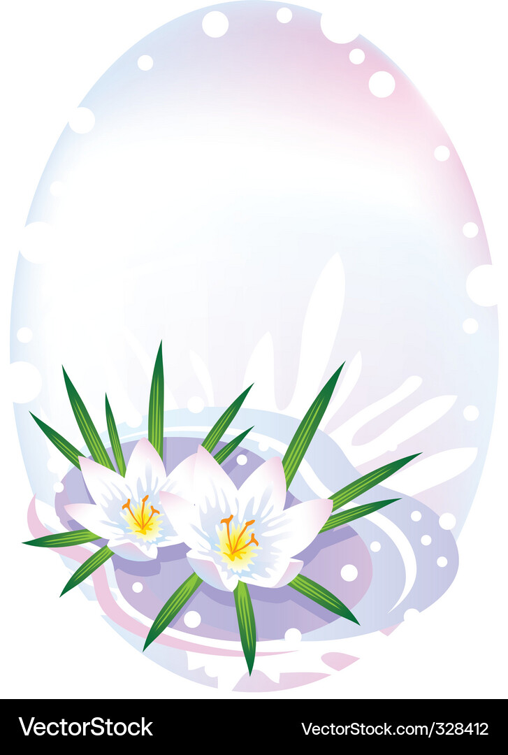 Delicate C Crocus Oval Frame Vector Image