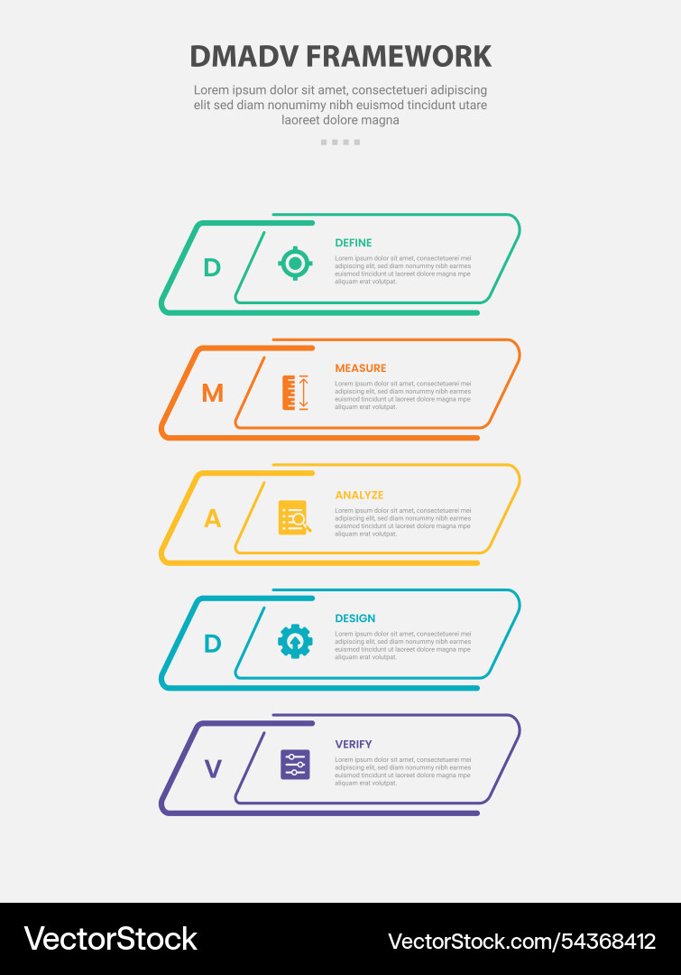 Dmadv framework infographic outline style with 5 Dmadv framework infographic outline style with 5 vector image