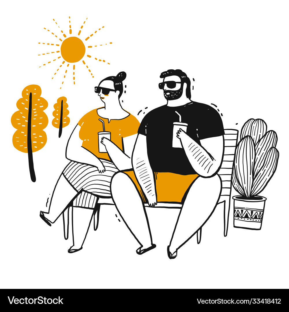 Drawing character people coffee break Drawing character people coffee break vector image