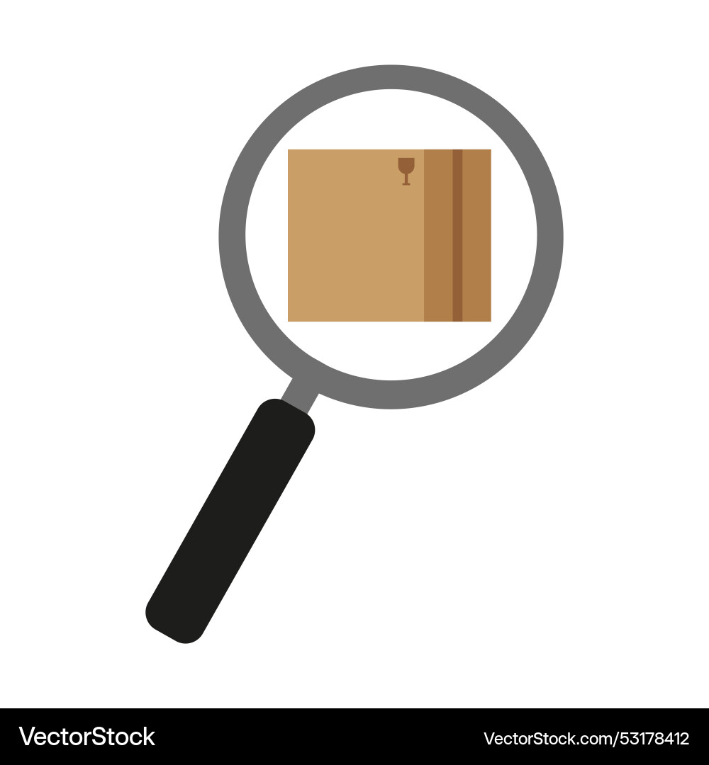 Magnifier box in flat style packaging for web vector image