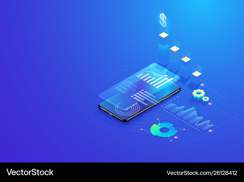 Mobile Data Analysis - Isometric Vector Image