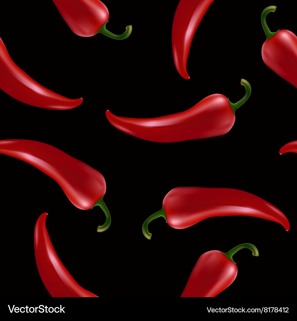 Seamless pattern with red chilli pepper vector image