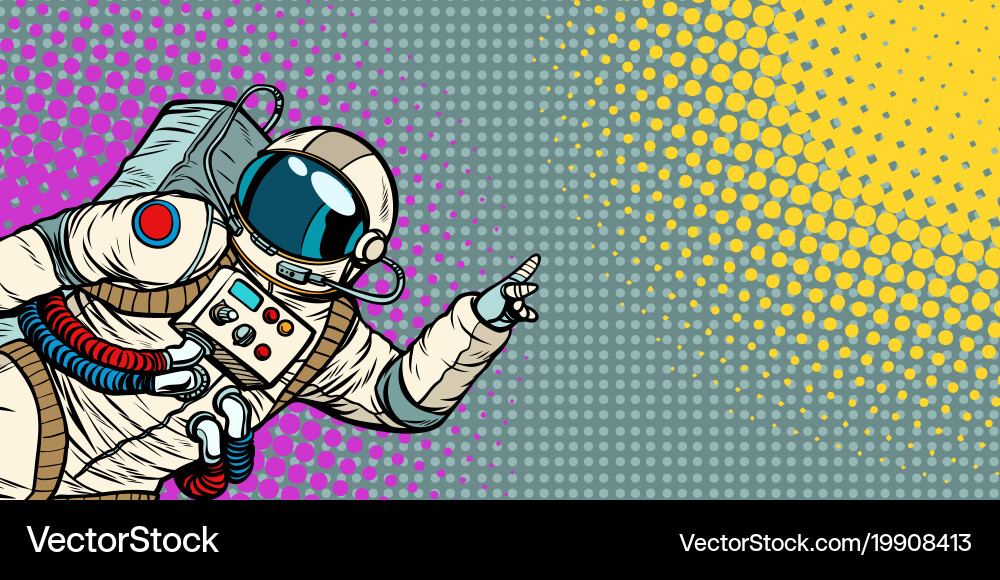 Astronaut Pointing at Copy Space vector image
