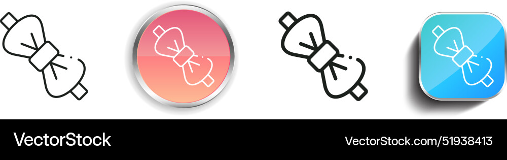Bow tie icon thin linear regular and button style vector image