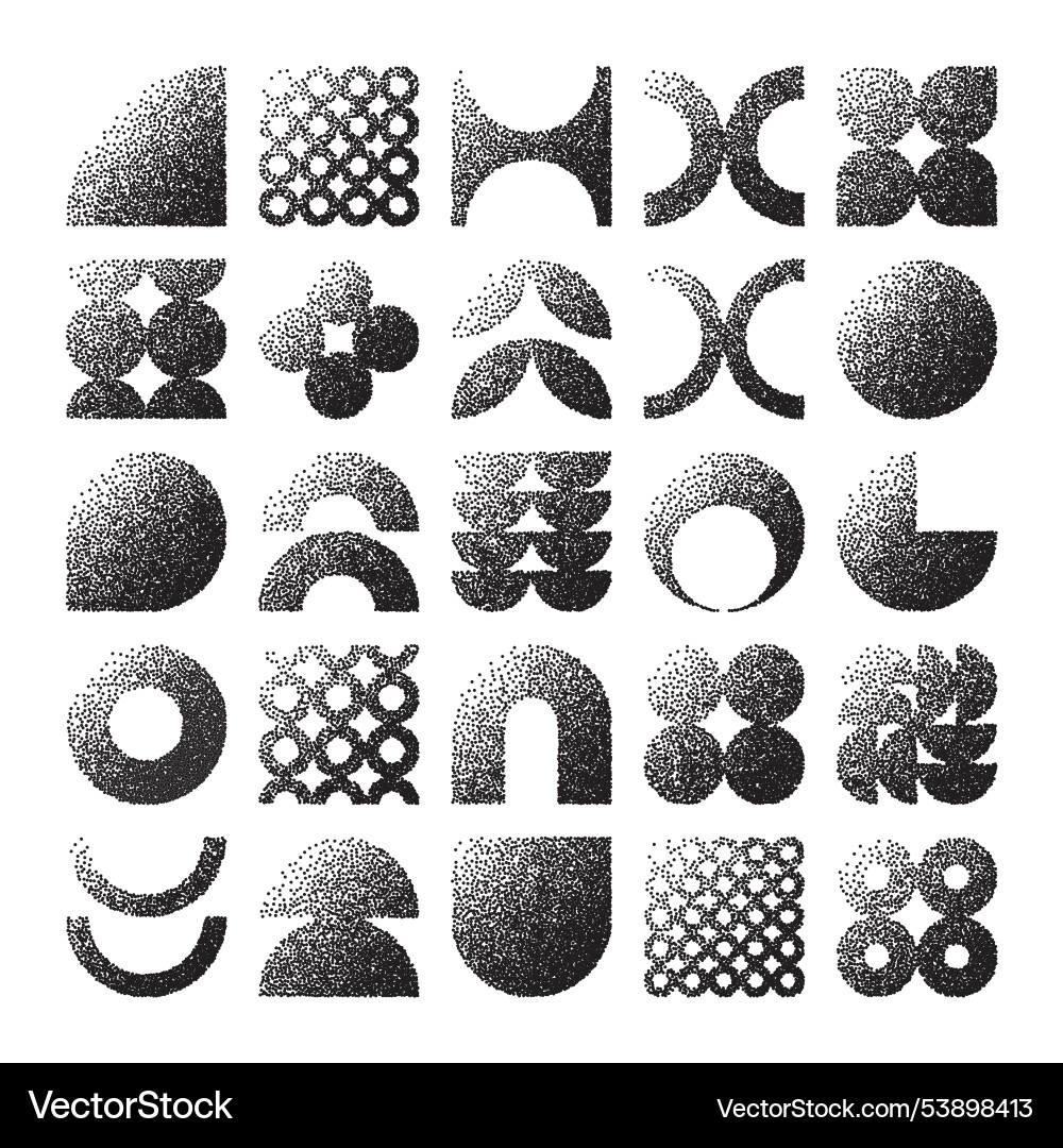Brutalist geometric shapes dotted objects Brutalist geometric shapes dotted objects vector image