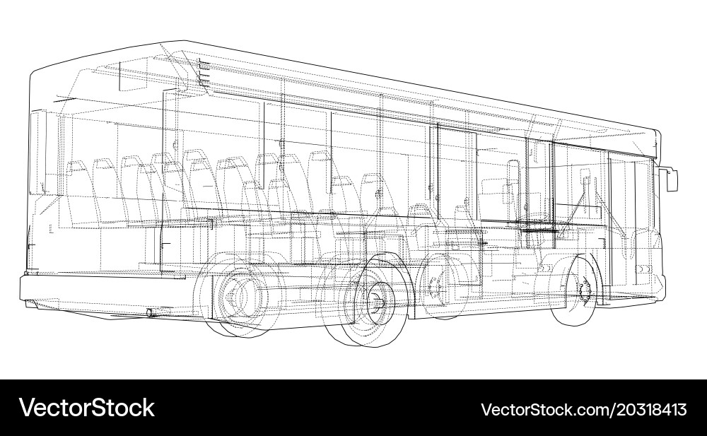 Concept city bus rendering of 3d vector image