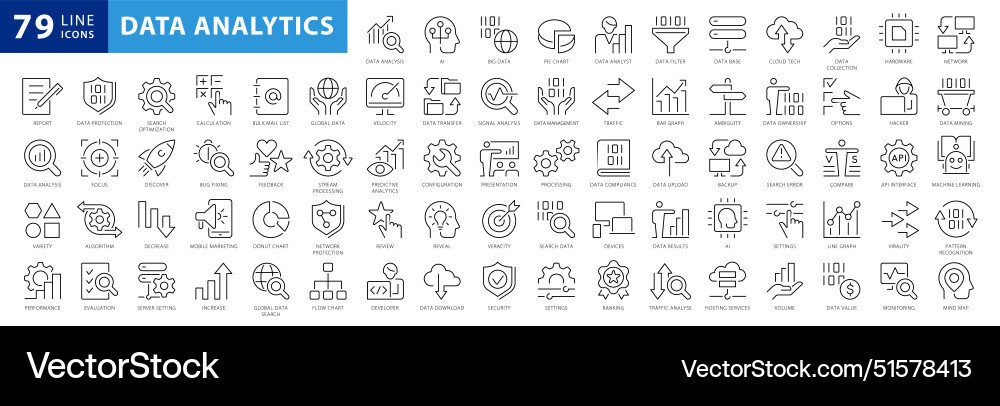 Data Analysis Icon Set - Thin Line vector image
