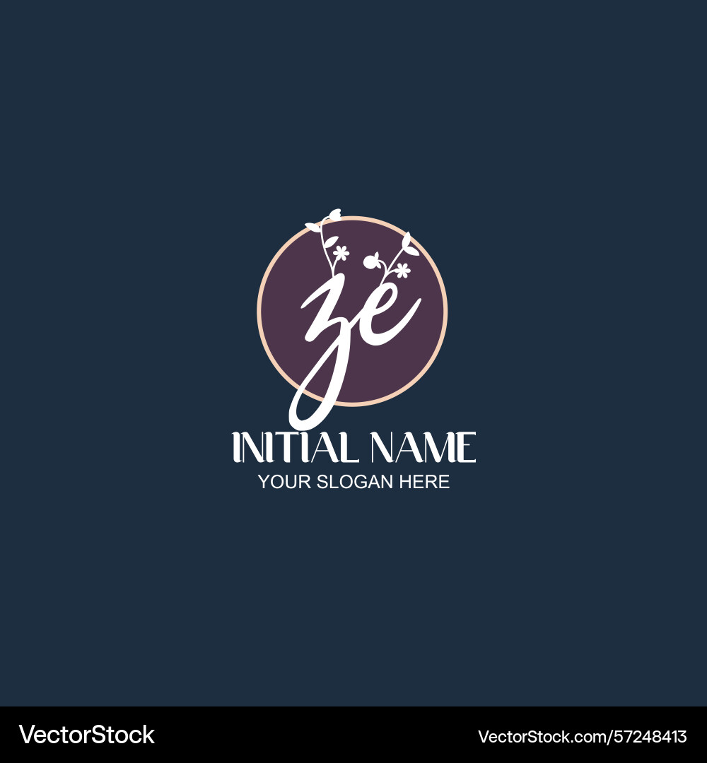 Elegant ze initial logo design with botanical Elegant ze initial logo design with botanical Vector Image