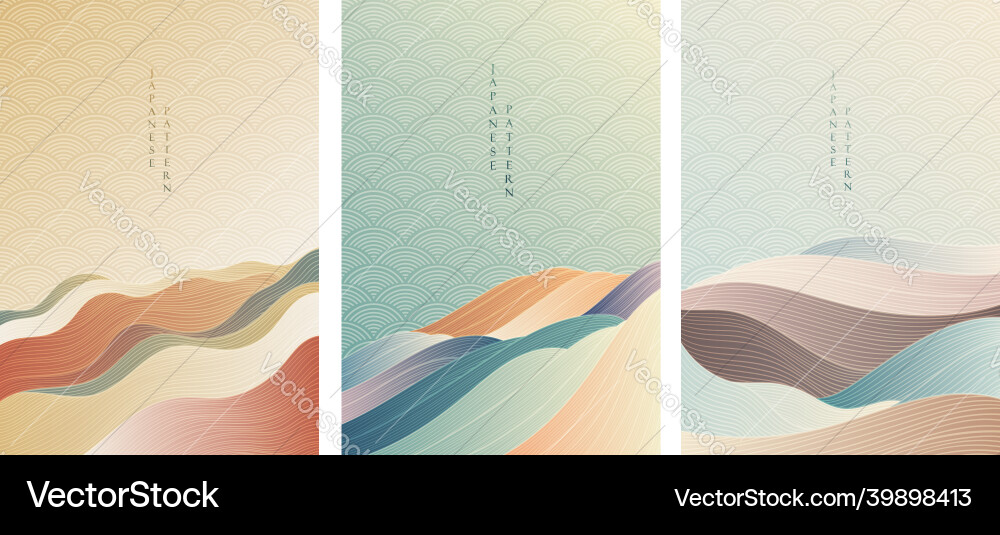 Japanese background with line wave pattern Japanese background with line wave pattern vector image