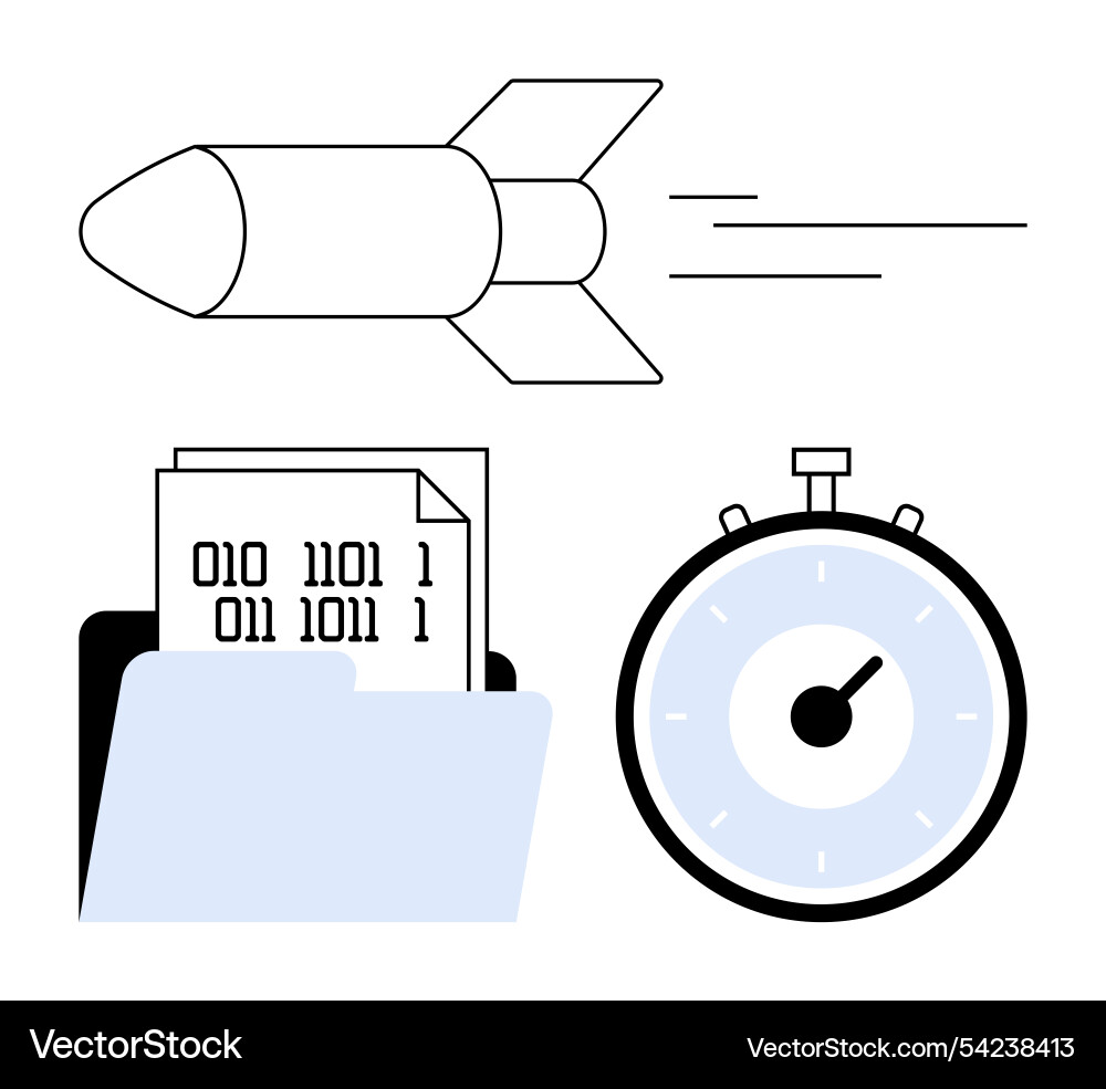 Rocket stopwatch binäre Code Dokument in Datei Rocket stopwatch binäre Code Dokument in Datei vektorbild