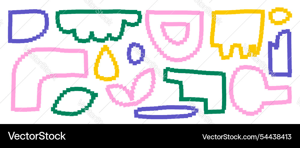 Set of naive pexeled elements design bitmap icons Vector Image