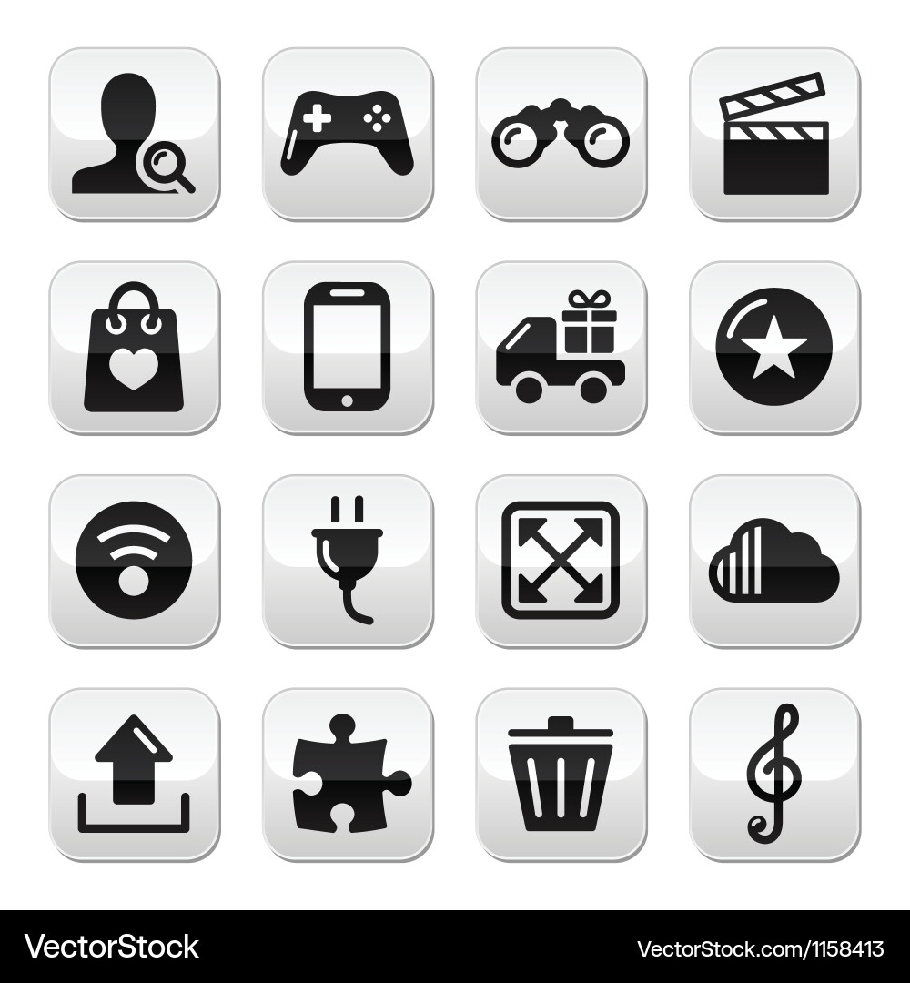 Web internet grey buttons set Vector Image