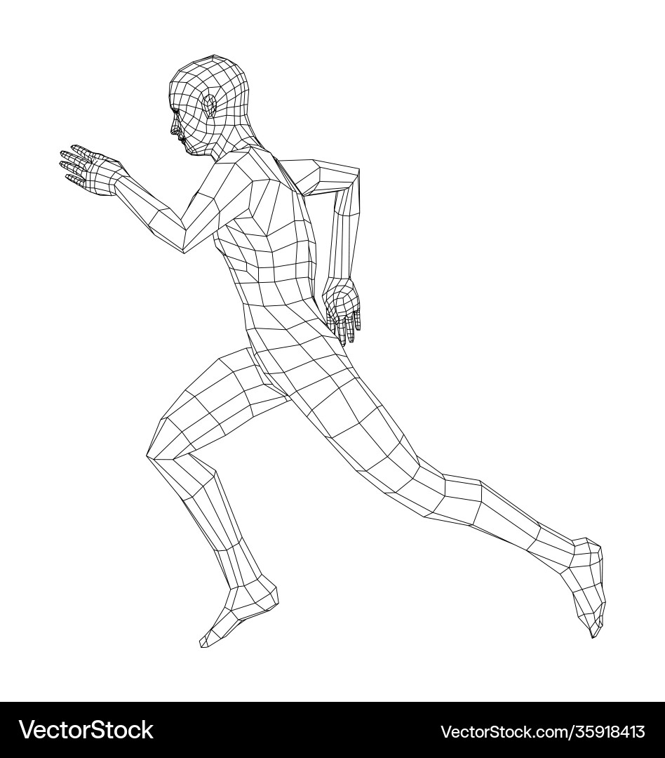 Wireframe running man Wireframe running man Vector Image