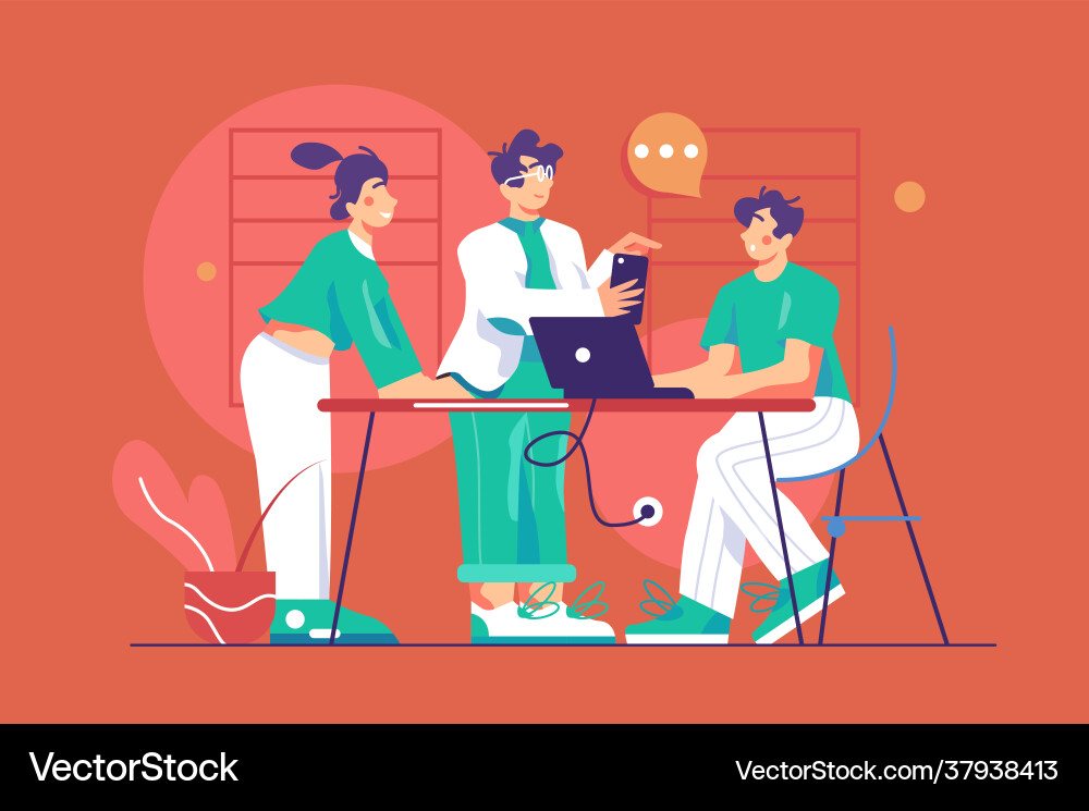 Working team in company office vector image