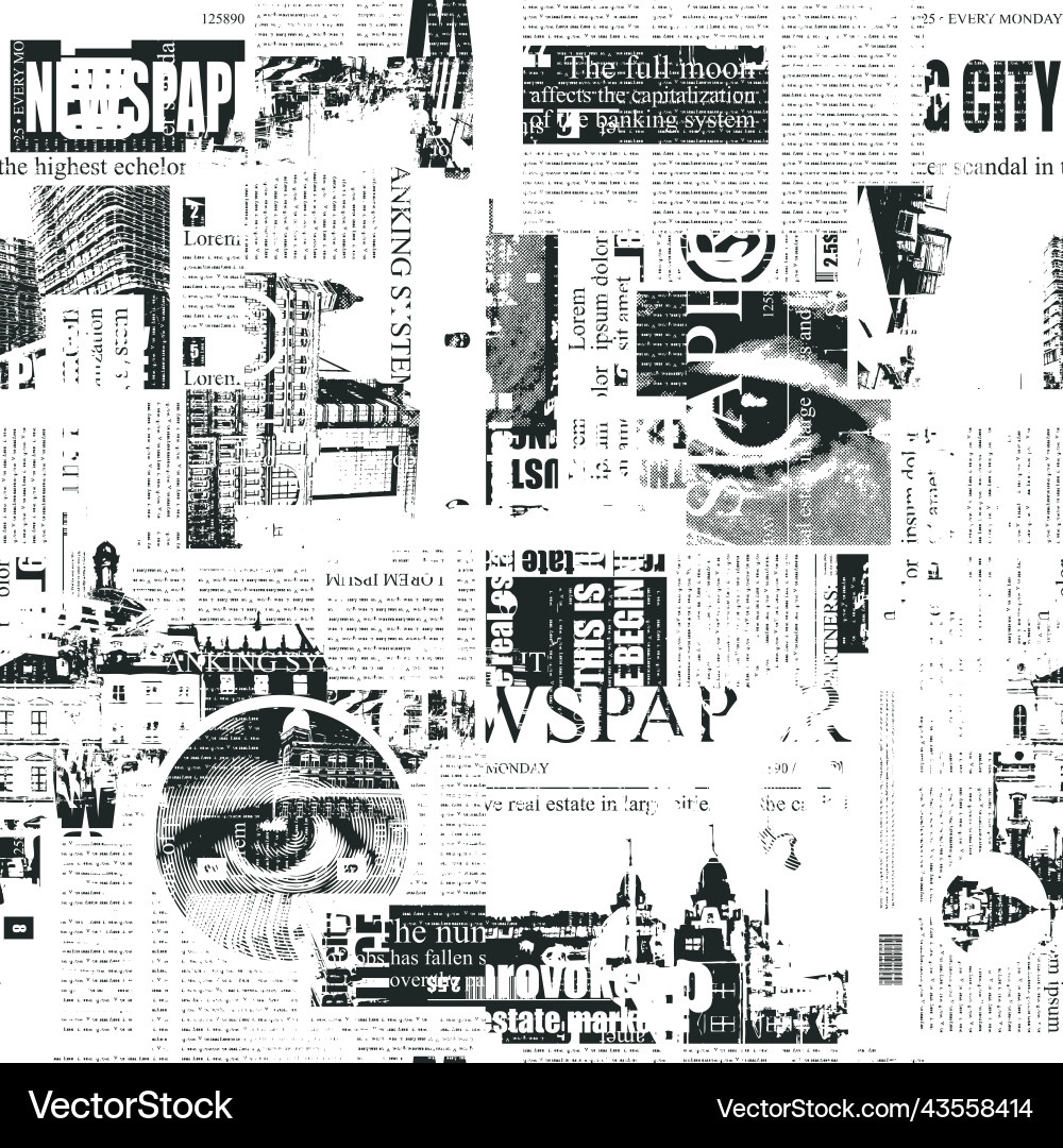 Abstract seamless pattern on a newspaper theme Vector Image