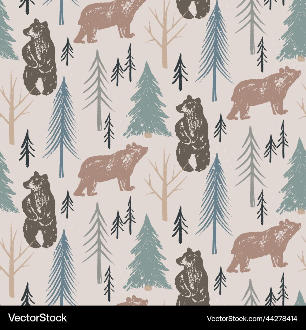 Christmas seamless pattern with hand drawn vector image