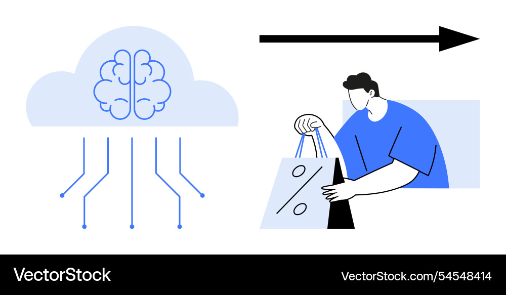 Cloud computing integration in retail man Cloud computing integration in retail man vector image