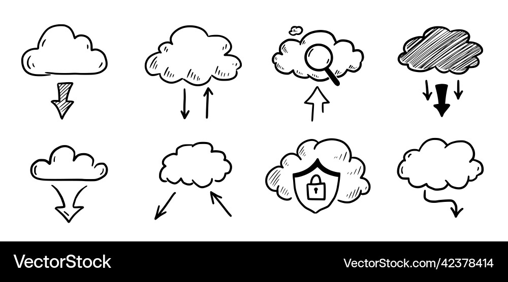 Cloud Data & Server Icons Vector Image