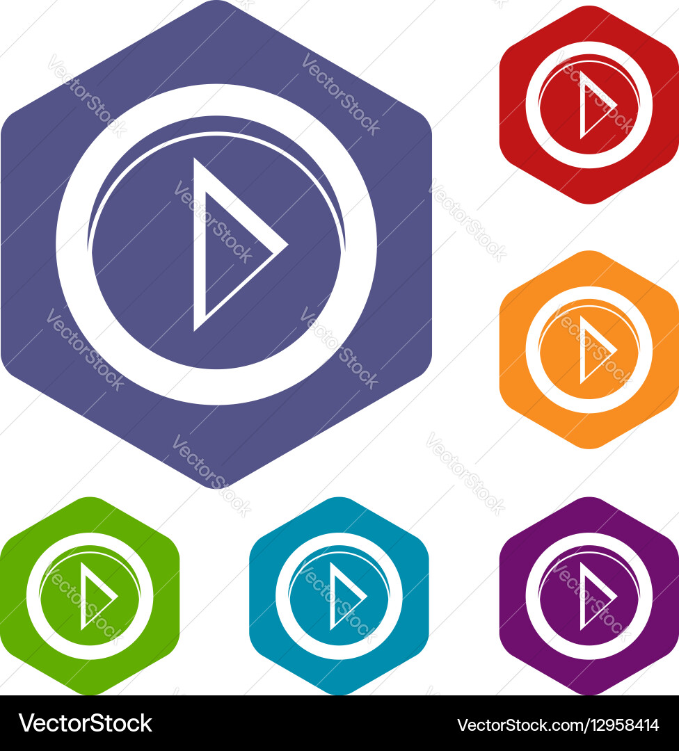 Cursor to right in circle icons set Vector Image