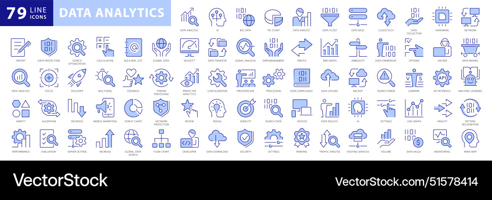 Data Analytics Icon Set - Business Insights Vector Image