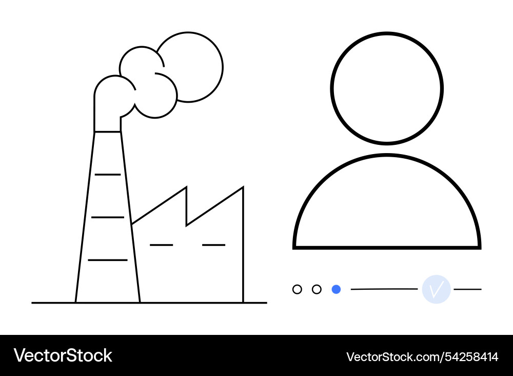 Factory with smoke stack next to a user profile Vector Image