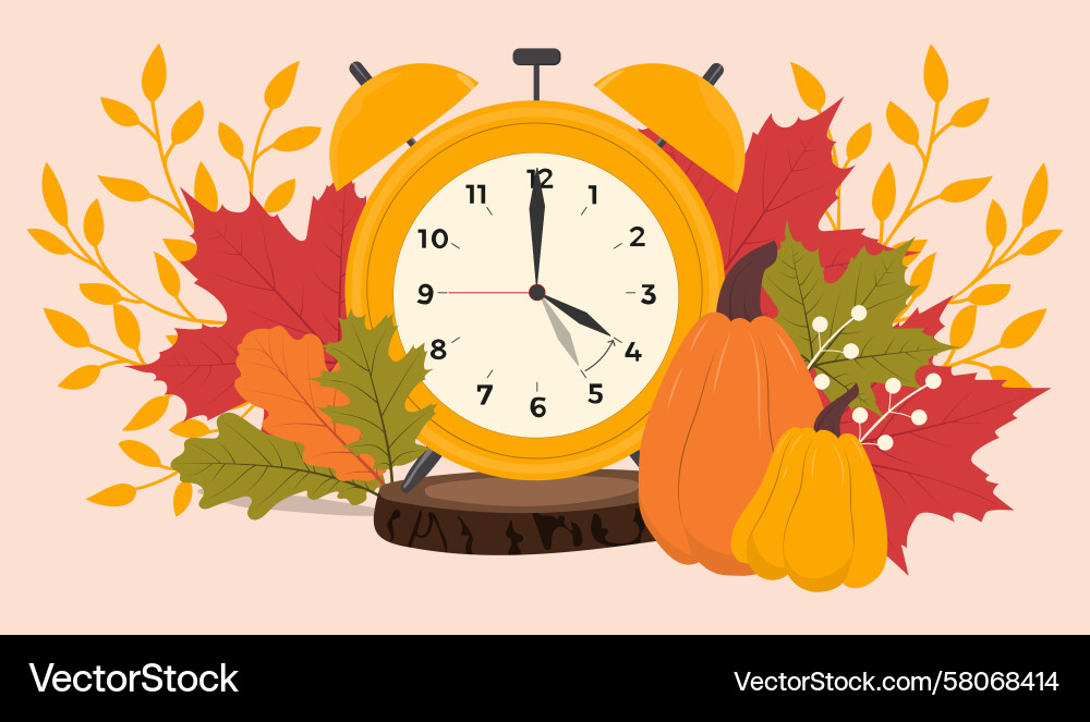 Fall Back Clock on Log Vector Image