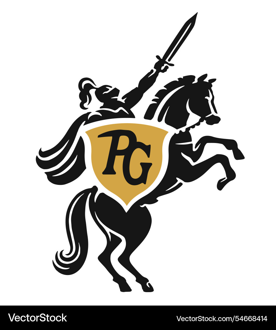 Knight with shield and sword on rearing horse Knight with shield and sword on rearing horse vector image