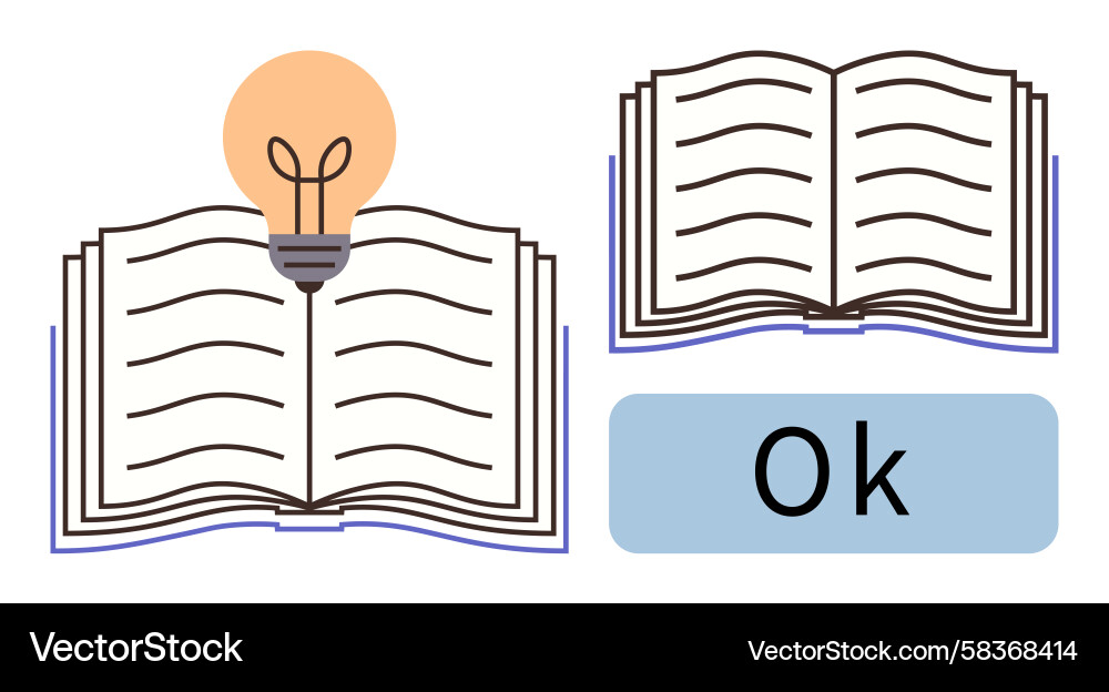 Knowledge & Innovation - Open Book with Lightbulb Vector Image