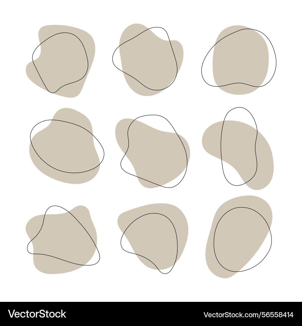 Neutral abstract blobs with outlines set of beige Neutral abstract blobs with outlines set of beige Vector Image