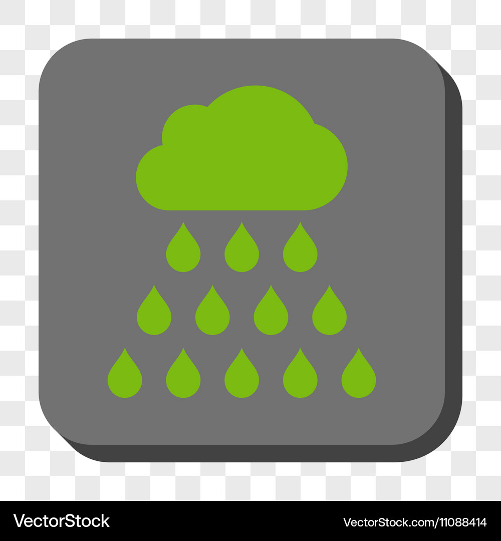 Rain cloud rounded square button Vector Image