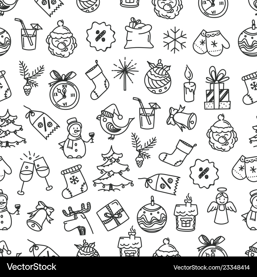 Seamless pattern card with holiday objects doodle Seamless pattern card with holiday objects doodle vector image