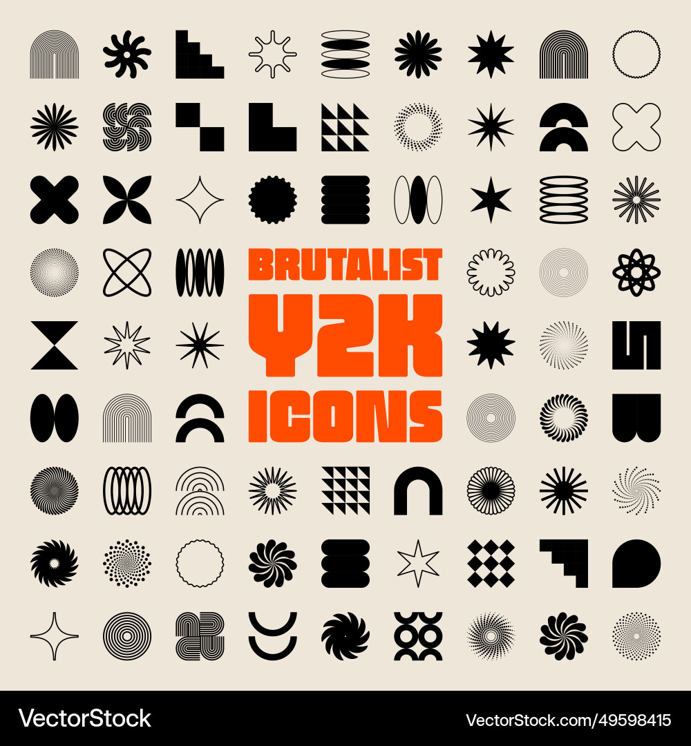 Brutalist geometric shapes symbols simple Brutalist geometric shapes symbols simple Vector Image