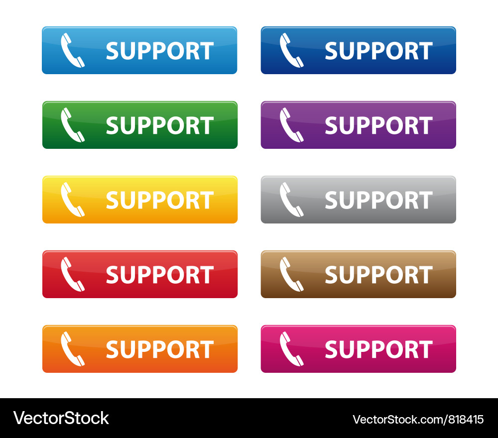 Phone Support Buttons - Colorful Icons Vector Image