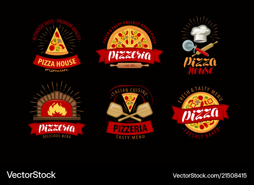 Pizza Menu Elements - Badge & Icon Set Vector Image