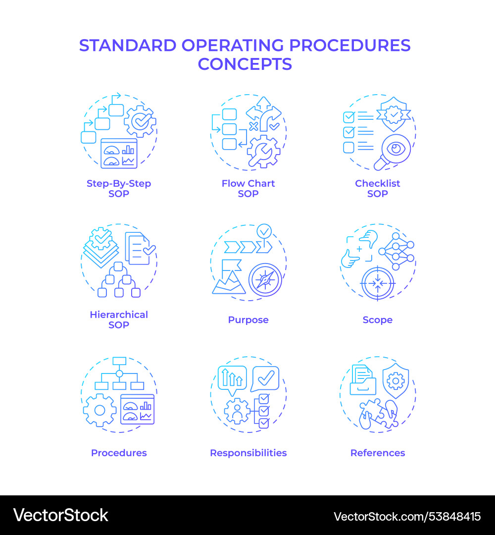 Standard operating procedures blue gradient Standard operating procedures blue gradient vector image