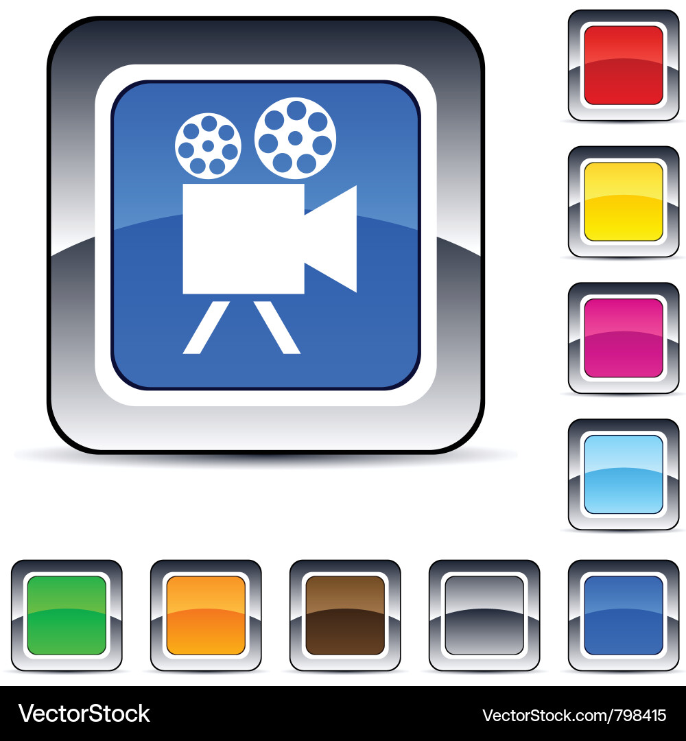 Videokamera quadratischer Knopf Vektorbild
