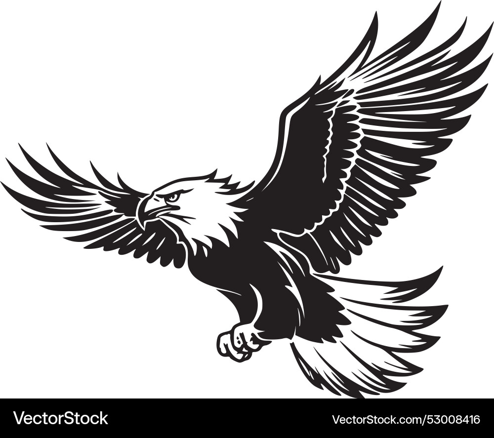 Black and White Eagle Emblem Vector Image