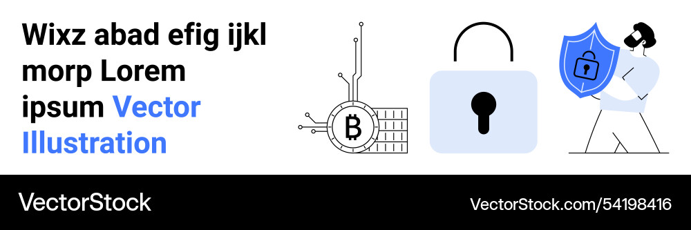Cybersecurity concept with blockchain padlock Cybersecurity concept with blockchain padlock vector image