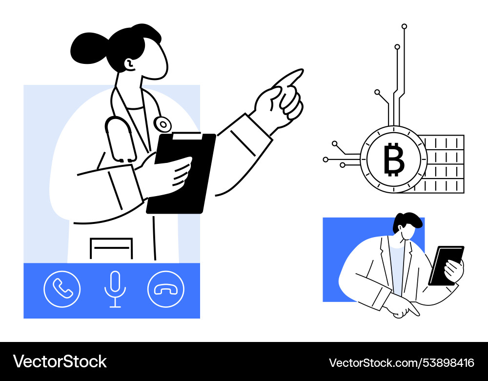 Digital healthcare consultation with blockchain Vector Image