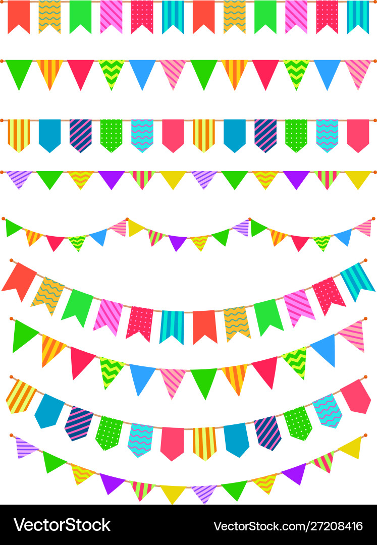 Garland with flags rainbow garlands hanging Garland with flags rainbow garlands hanging vector image