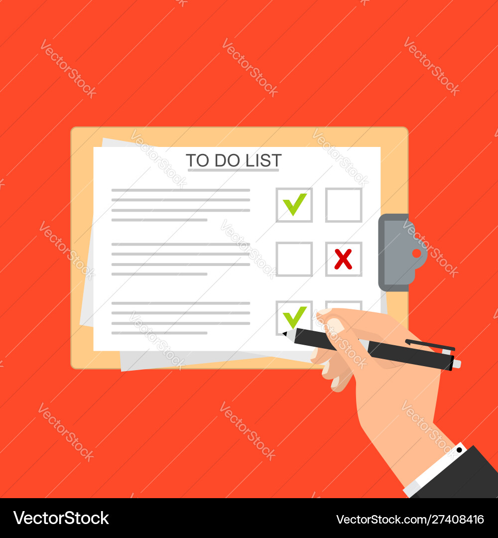 Hands holding clipboard with to-do list template Hands holding clipboard with to-do list template vector image