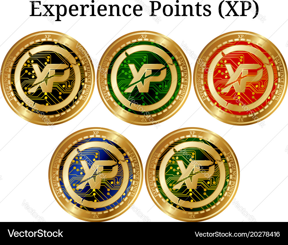 Set of physical golden coin experience points xp – Royalty-Free Vector |  VectorStock