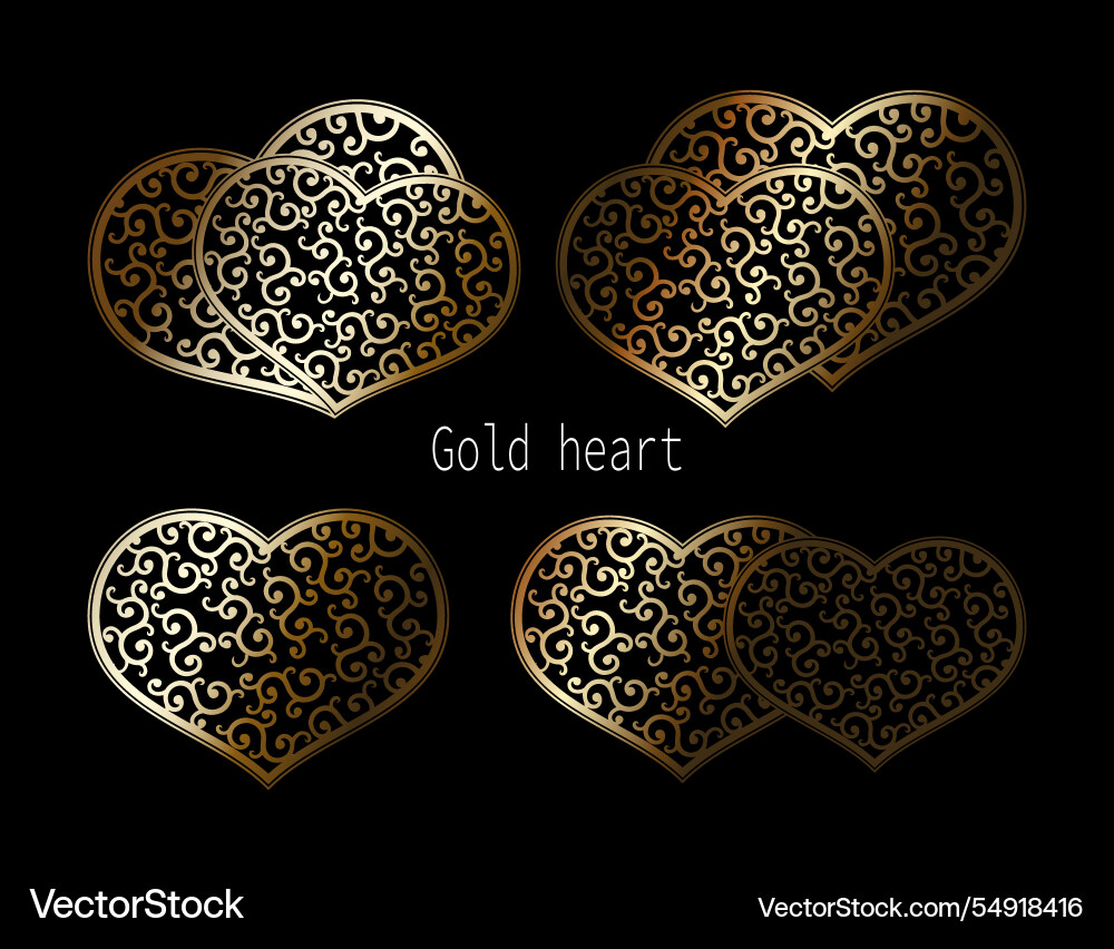 Valentinstag Satz von gold isolierten Herzen Valentinstag Satz von gold isolierten Herzen vektorbild