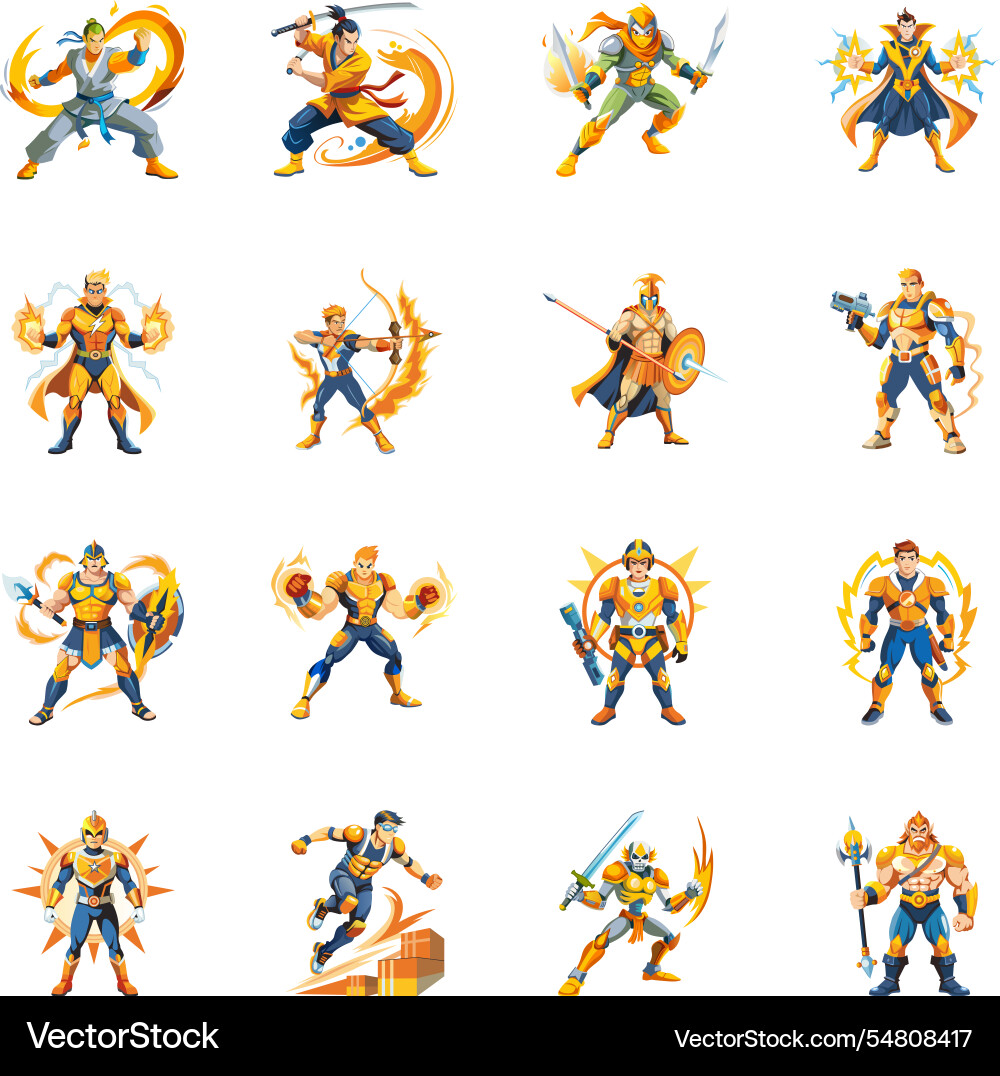 Bundle of flat style video game characters Vector Image