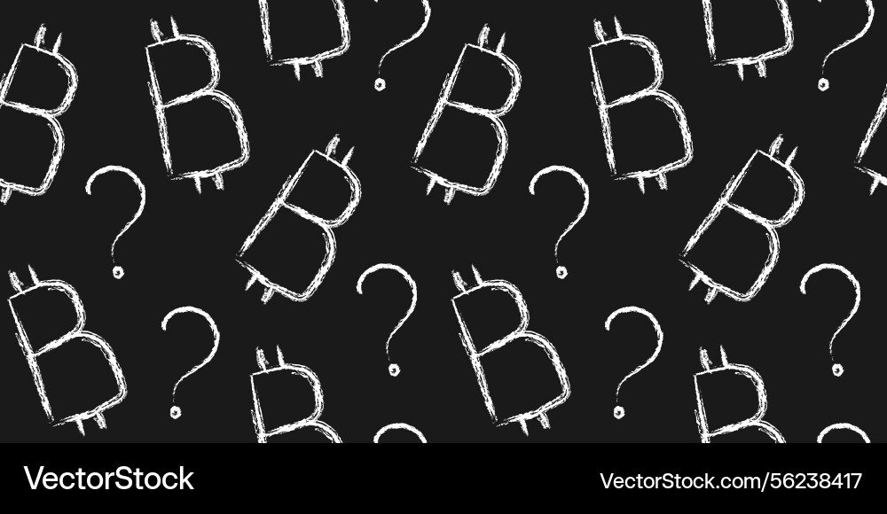 Chalk bitcoin question pattern seamless design Chalk bitcoin question pattern seamless design vector image