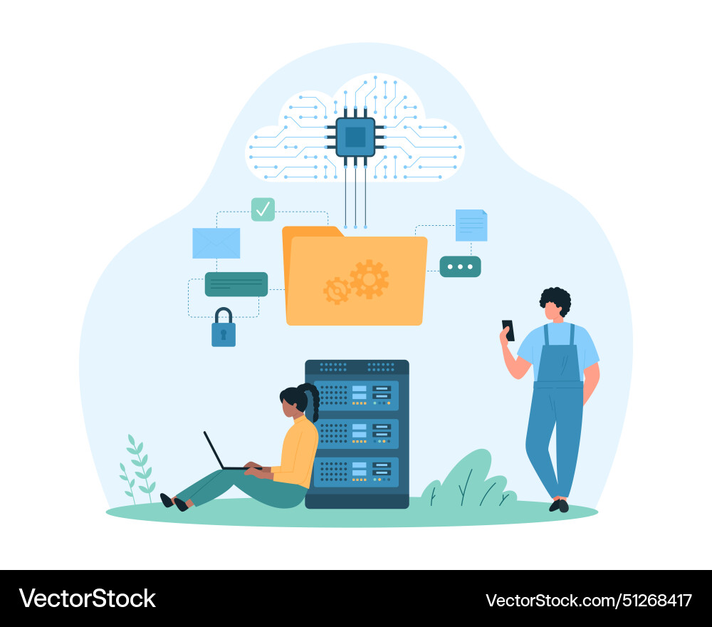 Cloud technology for data storage and management Cloud technology for data storage and management vector image