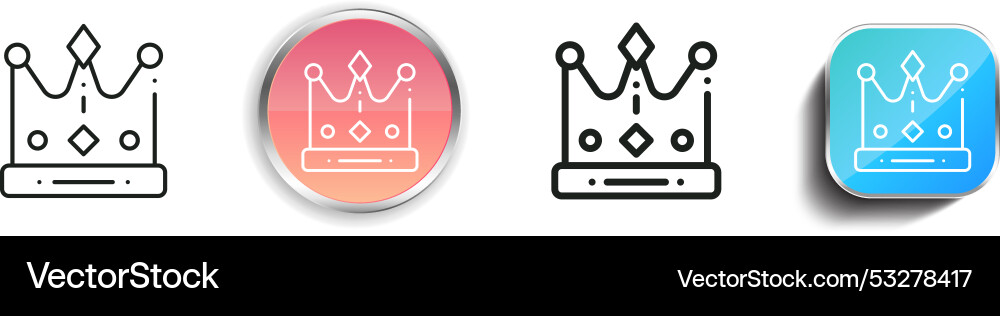 Crown icon thin linear regular and button style vector image