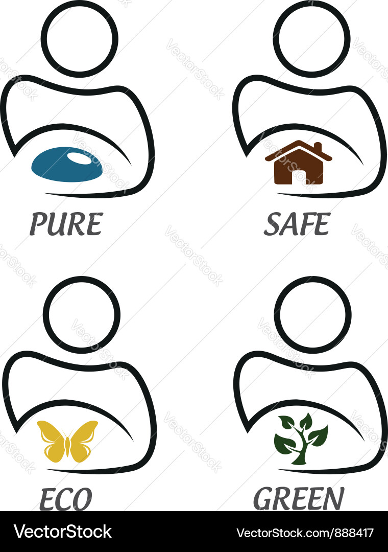 Eco Protection Icons - Green Environment Vector Image