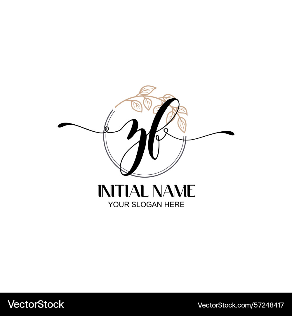 Elegant zf initial logo design with botanical Elegant zf initial logo design with botanical Vector Image